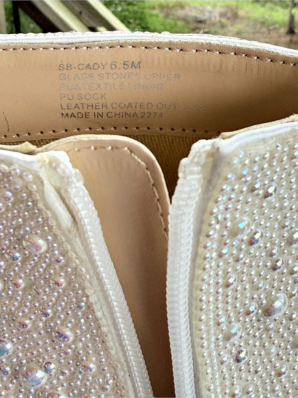 Betsey Johnson SB-Cady Embellished Pointed-Toe Heeled Boots Cream US 6.5 M